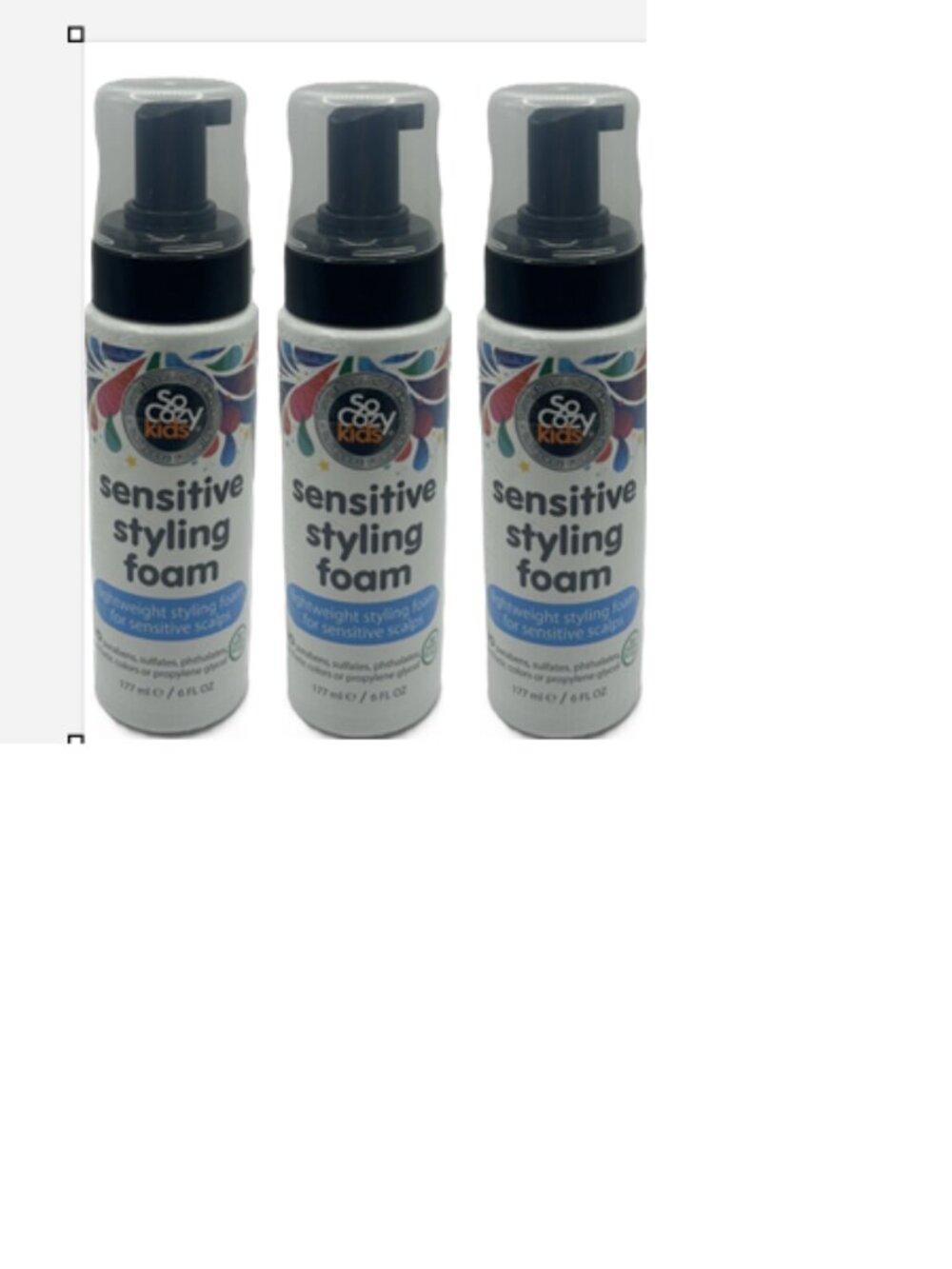 So Cozy Kids Sensitive Styling Foam 6 oz Pack of 3